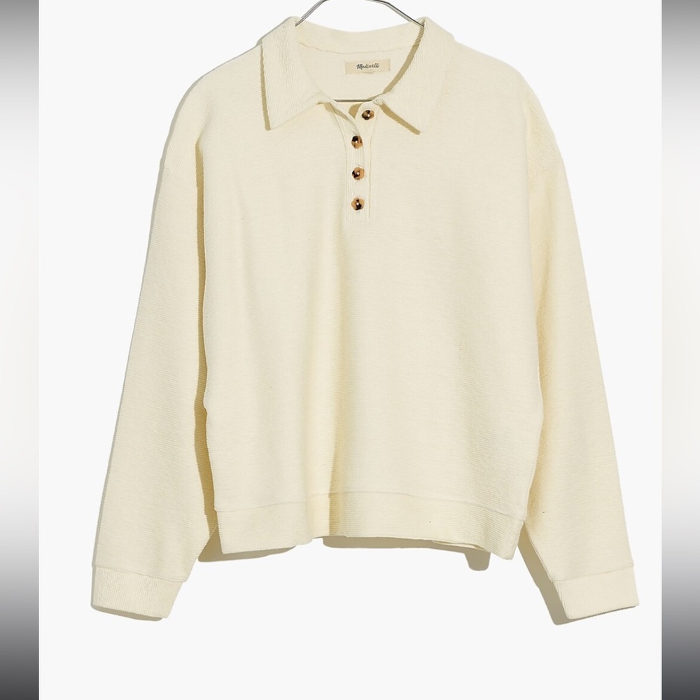Madewell Ottoman Jacquard Polo Daisy Button shirt